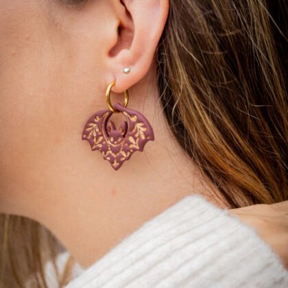 Boucles d’oreilles chauves-souris en argile polymère faites main