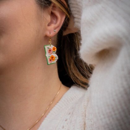 Boucles d'oreilles Livres fleuris