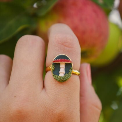 Bague ovale avec champignon